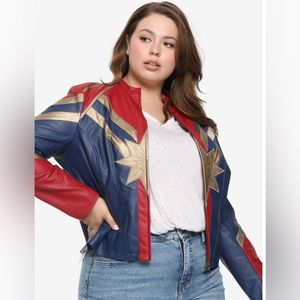 NWT Her Universe Captain Marvel Star Girl Faux Leather Jacket